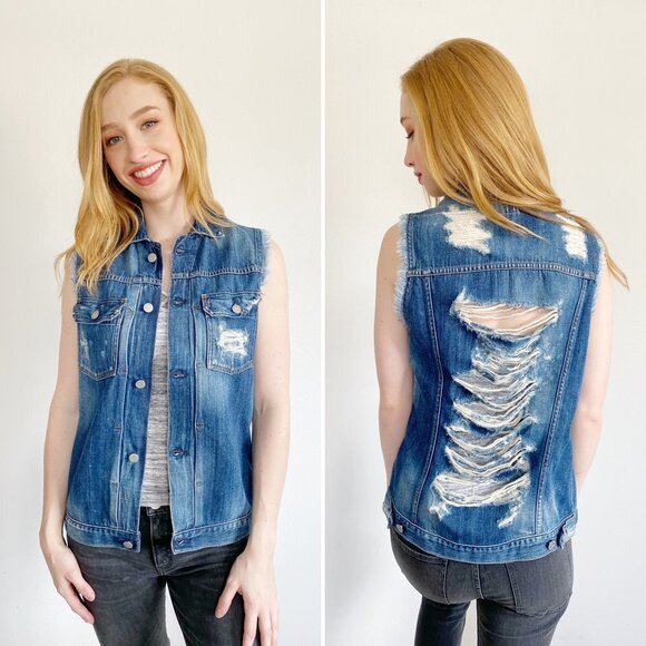 Citizens of Humanity Distressed Denim Jean Vest Small - Picture 1 of 8